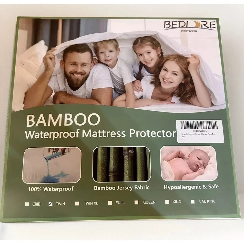 Bedlore Sweet Dream Bamboo Waterproof Mattress Protector Twin Hypoallergenic